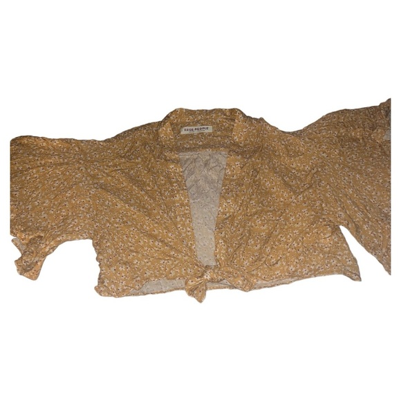 Free People Calisto Bed Jacket in Honey/Gold Tie Front Top | NEW/NWOT!!💛💛 - Picture 7 of 12